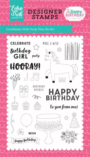 Clear Stamps - Happy Birthday Girl Party Time