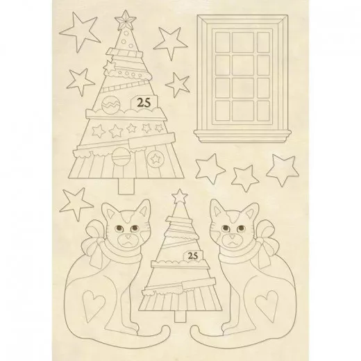 Stamperia Wooden Shapes - Trees and Cats