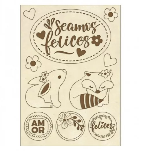 Stamperia Wooden Shapes - Seamos Felices