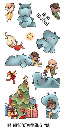 LDRS Creative Clear Stamps - Hippopotamus for Christmas