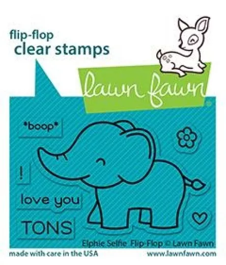 Lawn Fawn Clear Stamps - Elphie Selfie Flip-Flop