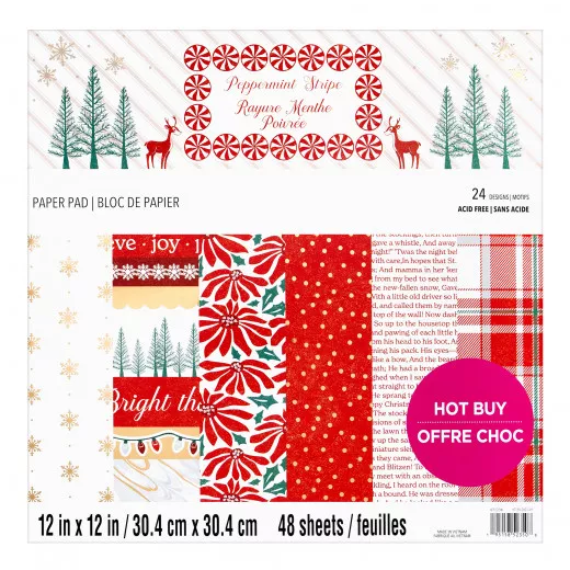 Peppermint Stripe 12x12 Paper Pad