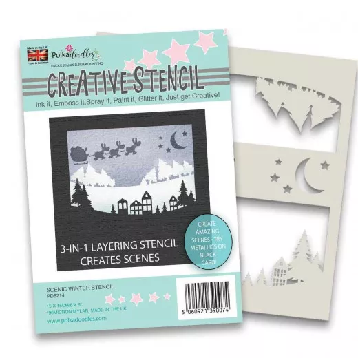 Polkadoodles Stencil - Scenic Christmas