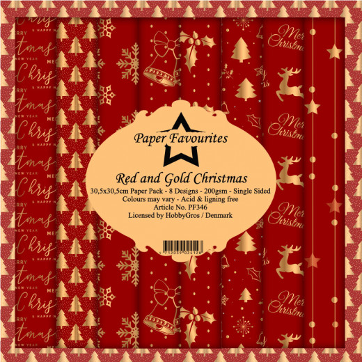 Paper Favourites Red and Gold Christmas 12x12 Paper Pack