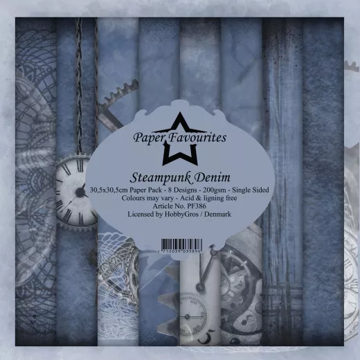 Paper Favourites Steampunk Denim 12x12 Paper Pack