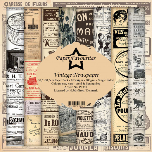 Paper Favourites Vintage Newspaper 12x12 Paper Pack