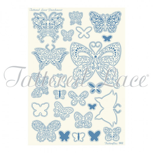 Parchment Lace Parchment Grid 2 Butterflies