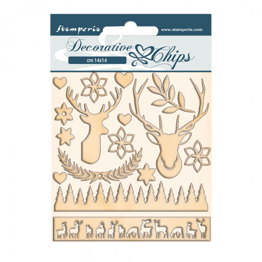 Stamperia Decorative Chips - Pink Christmas Deer