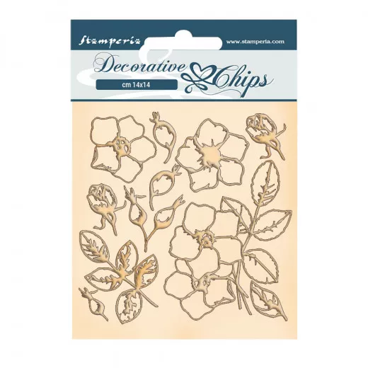 Stamperia Decorative Chips - Romantic Christmas Flowers