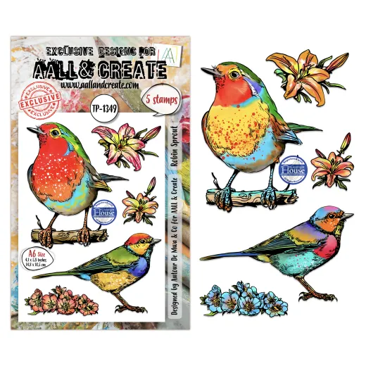 Aall & Create Clear Stamps Hearted Nature Robin Sprout Set mit 5 Motiven A6