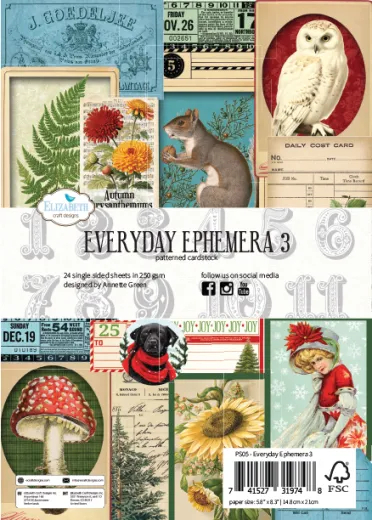 Comfy Cozy Everyday Ephemera 3 Block Cover mit verschiedenen Vintage-Motiven im Herbst- und Winterdesign