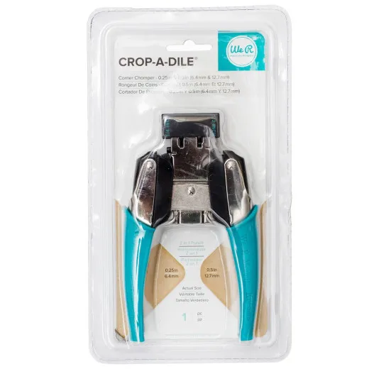 Crop-A-Dile Corner Chomper Tool in türkis mit schwarzen Griffen in Originalverpackung