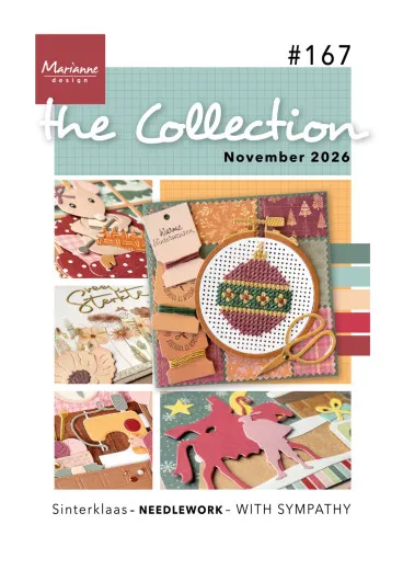 Cover des Marianne-Design-Hefts The Collection #167 November 2026 mit Kreuzstich-Weihnachtskugel im Stickrahmen und Sinterklaas-Karten