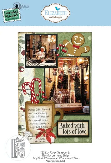 Elizabeth Craft Designs Stanzschablonen-Set Cozy Season mit Anwendungsbeispiel auf einer Scrapbook-Seite
