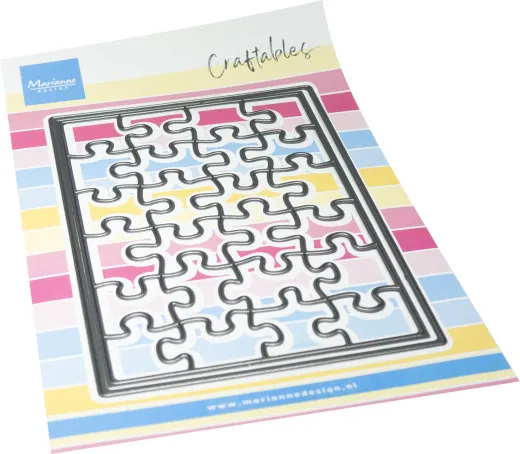 Marianne Design Craftables Stanzschablone Puzzle auf buntem Verpackungspapier