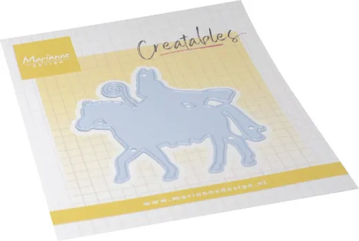 Creatables-Stanze mit der Silhouette von Sinterklaas mit Mitra und Stab auf seinem Pferd
