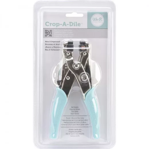 Crop-A-Dile aqua Lochstanzer und Ösen-Setzer in Blisterverpackung mit Werkzeug und Anleitung