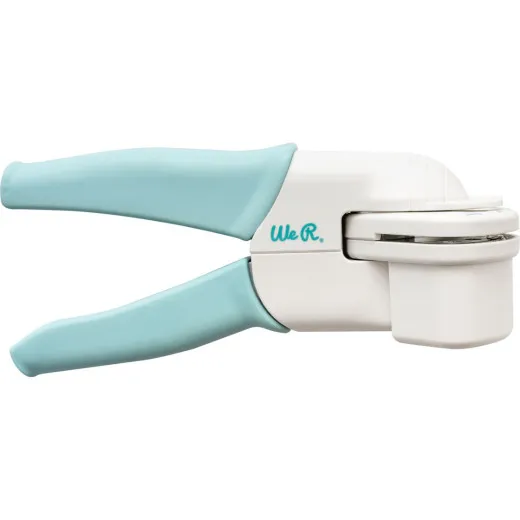 Crop-A-Dile Multi-Punch Aqua Multilocher mit weißem Gehäuse, aqua-farbenen Griffen und 5 verschiedenen Lochgrößen