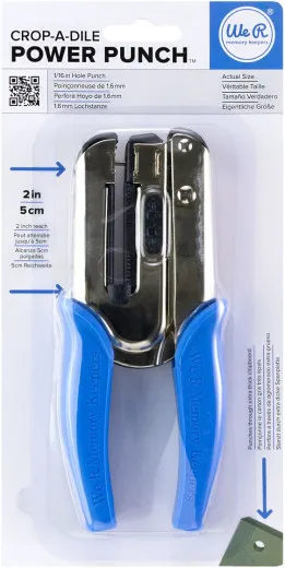 Crop-A-Dile Power Punch Lochstanze mit blauen Griffen in Verpackung, 1/16 inch Lochgröße, 5 cm Reichweite