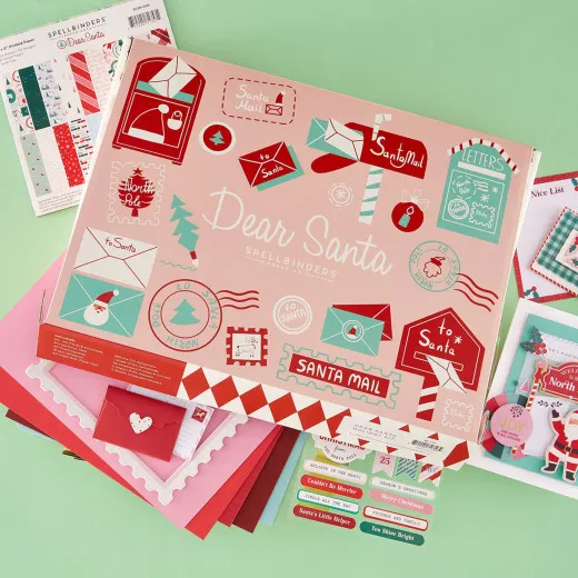 Verpackung des Dear-Santa-Weihnachts-Bastelsets mit Briefkasten-, Umschlag- und Postmotiven