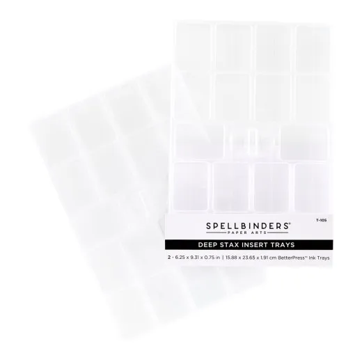 Verpackung der zwei Deep-Stax-Einsätze für BetterPress-Stempelkissen mit rechteckigen Fächern