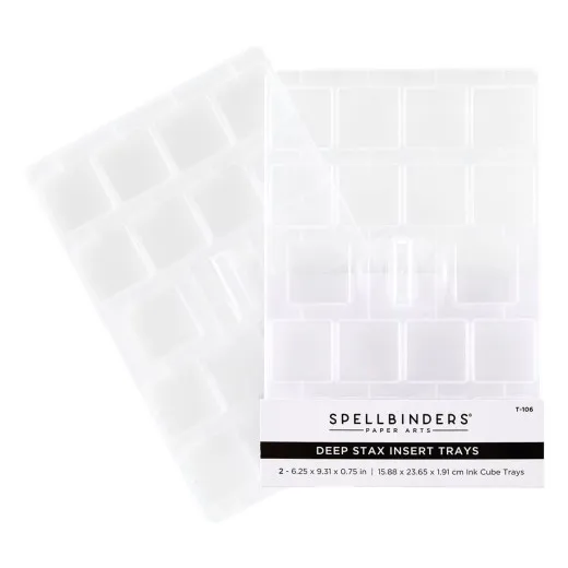 Verpackung der zwei Deep-Stax-Einsätze für Stempelkissen-Würfel mit quadratischen Fächern
