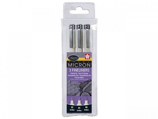 Pigma Micron Fineliner Set - Schwarz (3x)