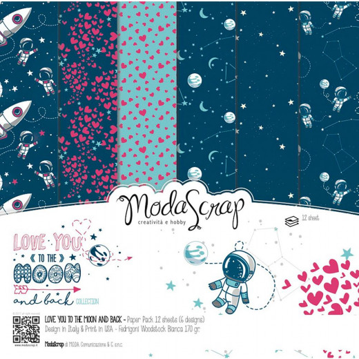 ModaScrap 12x12 Paper Pack - Love You To The Moon And Back