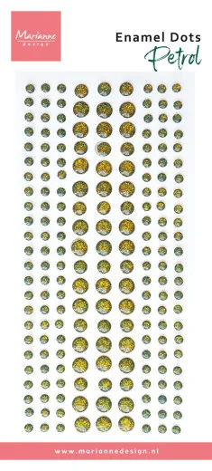 Bogen mit rundem Enamel-Dots-Sticker-Sortiment in Petrol-Goldtönen, verschiedene Größen