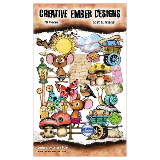 Creative Ember Designs Ephemera Set The Travelers Lost Luggage mit 78 Stanzteilen