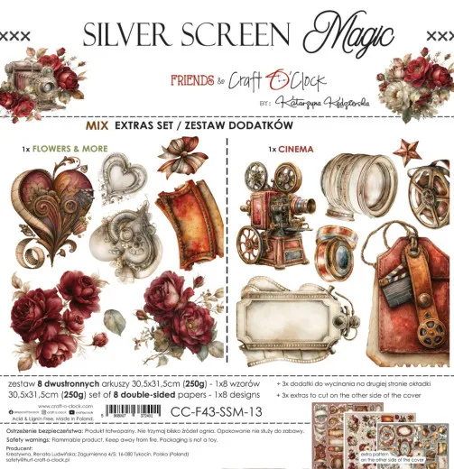 Verpackung des "Silver Screen Magic" Extras Set Mix mit Flowers & More- und Cinema-Stanzteilen