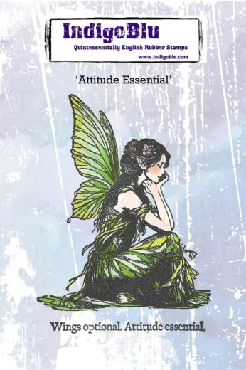 Illustration einer Fee mit grünen Flügeln und Spruch „Wings optional. Attitude essential.“