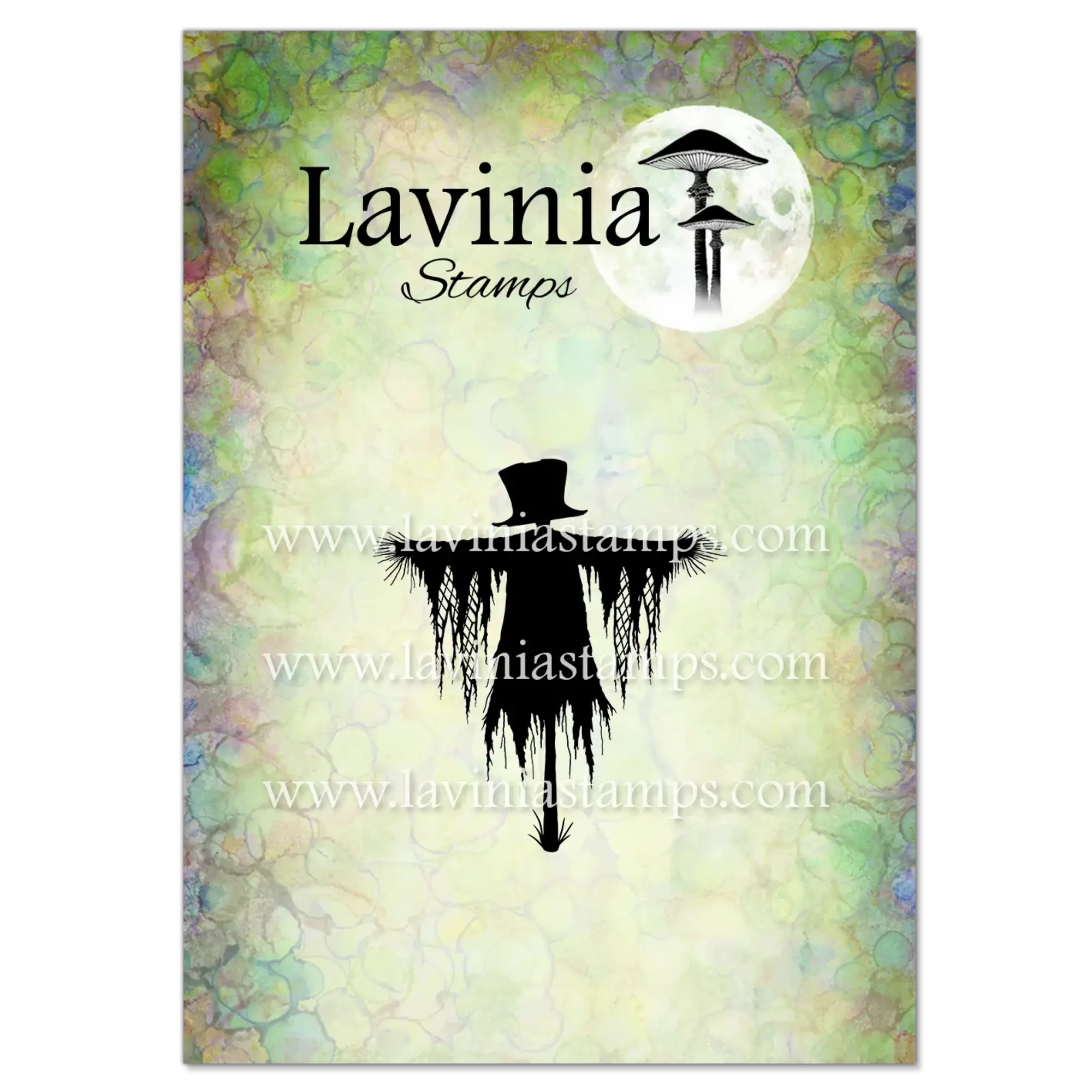 Silhouette einer Vogelscheuche mit Zylinderhut und zerfranstem Umhang als Lavinia-Stempelmotiv