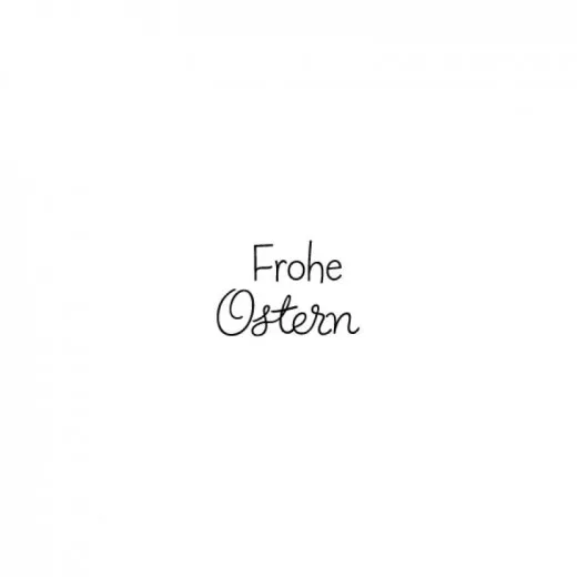 Stempel Frohe Ostern von Blau in Gelb mit Schriftzug