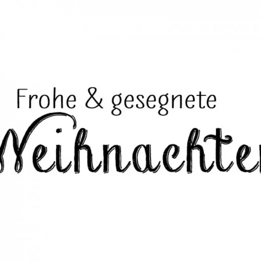 Holzstempel Frohe und gesegnete Weihnachten Abdruck schwarz auf weiß
