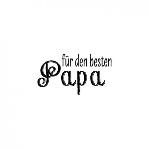 Abdruck des Holzstempels für den besten Papa von Blau in Gelb im Format 2,6x1,3 cm