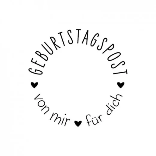 Holzstempel Geburtstagspost von mir für dich Motivabdruck schwarz auf weiß