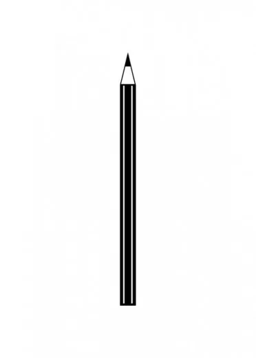 Blau in Gelb Holzstempel Stift im Format ca. 0,3 x 4,7 cm als schwarzes Stempelmotiv auf weißem Hintergrund