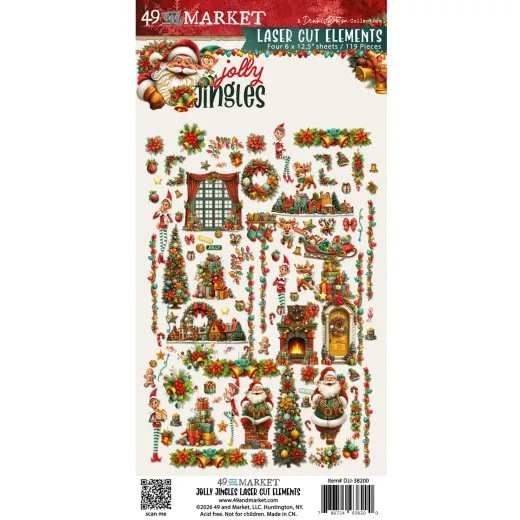 Verpackung der Laser Cut Elements Jolly Jingles mit Weihnachtsmann, Fenster, Kamin und Girlanden