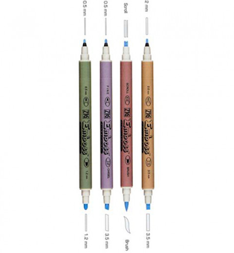 Zig Emboss Twin Tip Clear Marker Set