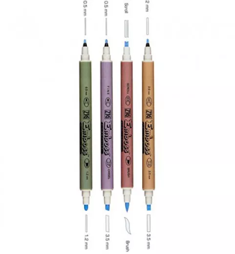 Zig Emboss Twin Tip Clear Marker Set