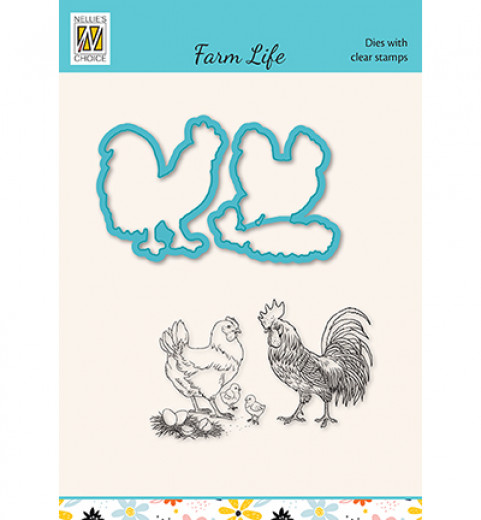 Die Cut and Clear Stamps Set - Farm Life - Hühnerfamilie