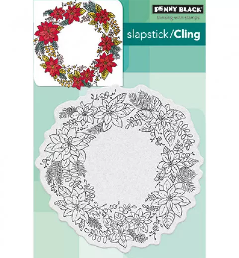 Cling Stamps - Poinsettia wreath