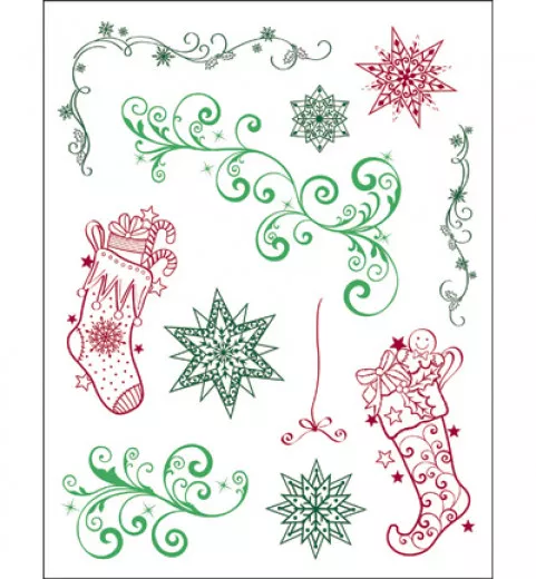 Clear Stamps - Weihnachtsstrümpfe und Schnörkel