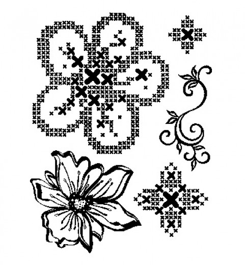 Clear Stamps - Kreuzstich Blumen