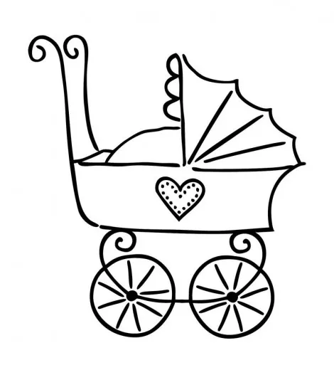 Holzstempel - Kinderwagen