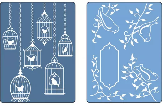 Embossing Folder - Birds and Birdcages Set No. 2