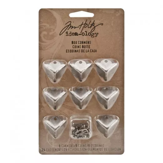 Idea-Ology Metal Box Corners W/Fasteners Antique Nickel