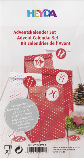 Adventskalender Set - rot weiß (klein)