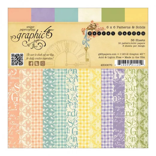 Secret Garden 6x6 Patterns and Solids Paper Pad